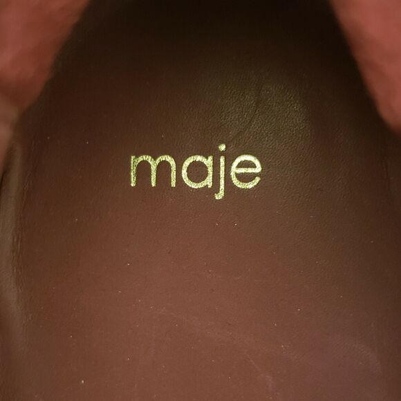 MAJE Finyl cracked leather studded slip on low top shiny black sneakers 38 NEW - Picture 7 of 8